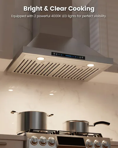 Miniatura 5 de JOCO Campana extractora de montaje en pared de 30 pulgadas, campana de ventilación de chimenea de cocina de acero inoxidable de 900 CFM, convertible