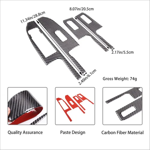 Miniatura 7 de Aunginsy Adhesivo para panel de botón de elevación de vidrio para puerta de automóvil, compatible con Ford Maverick 2022-2025, fibra de carbono
