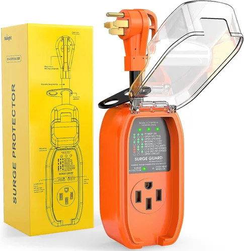 Miniatura 12 de Nilight Protector de sobretensiones RV de 30 amperios, analizador de circuito de 2100 julios, monitor de voltaje de picos altos y bajos, 125 V/3750