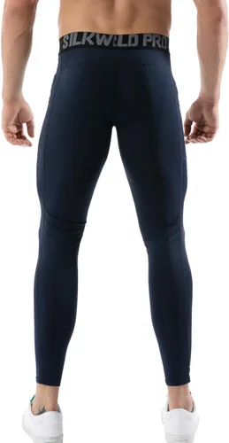 Miniatura 3 de SILKWORLD Paquete de 1 a 3 pantalones de compresión para hombre, con bolsillos, leggings de gimnasio y secado fresco