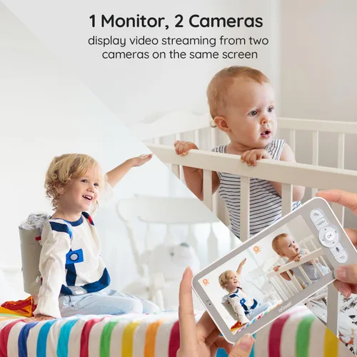 Miniatura 2 de ieGeek Monitor de Bebé con Pantalla Dividida 2K, Monitor de Bebé de Audio de 5 Pulgadas con 2 Cámaras, Video WiFi para Smartphone Cámara Dual