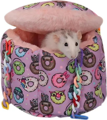 Miniatura 7 de Cama colgante para ratas, accesorios de jaula de planeador de azúcar, hamaca de conejillo de indias, cama nido cálida para dormir, hamaca de jaula