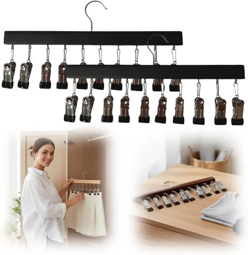 Miniatura 9 de Organizador de leggings para armario, perchas para pantalones con 10 clips, ahorro de espacio para ropa y sombreros, organizador colgante de armario