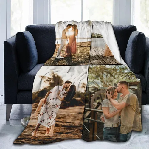 Miniatura 14 de Manta de cama personalizada con texto de fotos, mantas personalizadas con collage de fotos, mantas personalizadas para regalo de cumpleaños 1 Foto