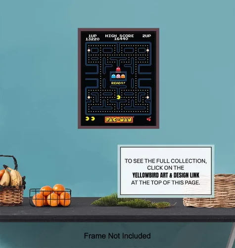 Miniatura 6 de YELLOWBIRD ART & DESIGN Pacman - Póster de juego de arcade, decoración de pared de 8 x 10 pulgadas, regalo único y genial para niños, hombres