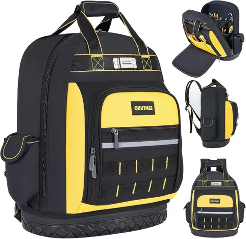 Miniatura 11 de Mochila de herramientas, bolsa de herramientas de trabajo con bolsillos multiusos, mochila de herramientas para reparador, electricista, manitas