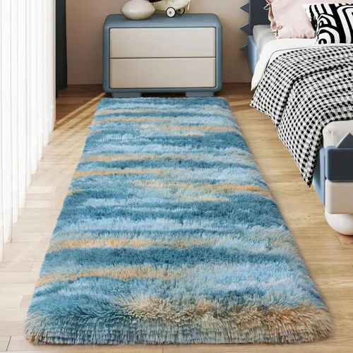 Miniatura 15 de Alfombras suaves para pasillos de dormitorio, nuevas, con parte inferior antideslizante mejorada, de 2 x 3, alfombra esponjosa y peluda verde