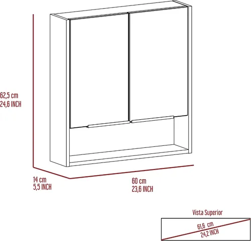 Miniatura 9 de FM FURNITURE Ozark - Botiquín con espejo de 24 pulgadas con estante y almacenamiento cerrado para baño