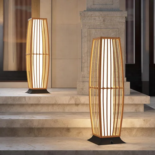 Miniatura 11 de Lámpara de pie para exteriores Grand Patio, lámpara de pie solar, resistente al agua, de mimbre, lámpara colgante para terraza, luces decorativas
