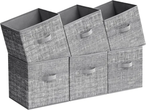 Miniatura 20 de SONGMICS - Cubos de almacenamiento de 11 pulgadas, contenedores de tela no tejida con asas dobles, juego de 6, organizadores de armario