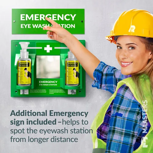 Miniatura 4 de MAASTERS Estación de lavado de ojos portátil sin BPA compatible con OSHA - Kit de lavado de ojos de primeros auxilios montado en la pared con espejo
