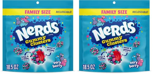 Miniatura 12 de NERDS Gummy Clusters Candy, arcoíris, crujiente y gomoso, 3 onzas (paquete de 12)