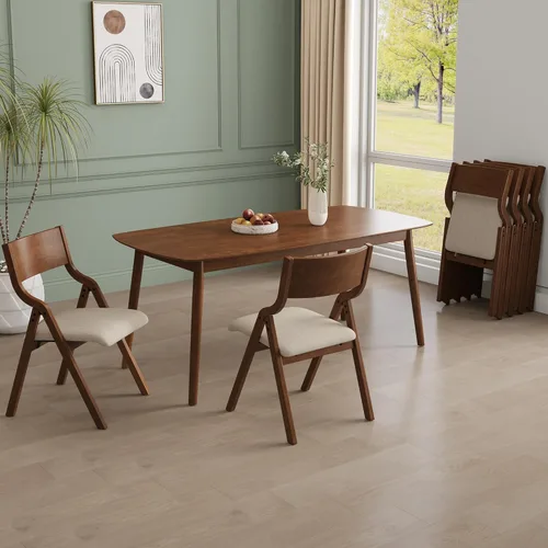 Miniatura 6 de Ball & Cast Sillas modernas plegables tapizadas para cocina y comedor, juego de 2, nogal Nuez+gris pardo1