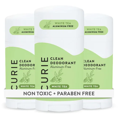 Curie Desodorante natural para mujeres, té blanco, sin aluminio, limpio, sostenible, vegano, sin parabenos (paquete de 3)