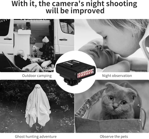 Miniatura 6 de Ordro Luz de visión nocturna IR LN-3 para mejorar la visibilidad de la cámara de disparo nocturno, cámara DSLR/ORDRO compatible con zapata caliente