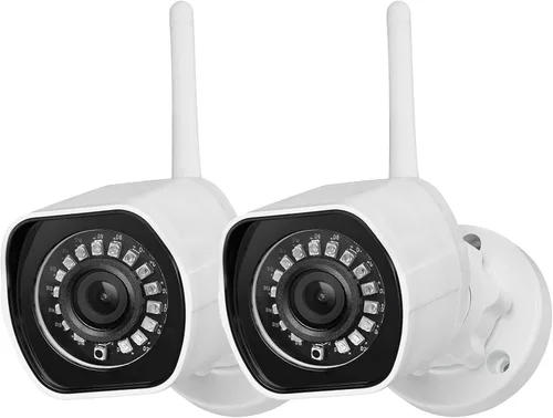 Zmodo Sistema de cámara de seguridad inalámbrica para exteriores, paquete de 2 cámaras IP WiFi Full HD de 1080p para interiores y exteriores, con
