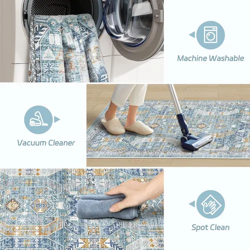 Miniatura 54 de Madane Tapete lavable de 2 x 10 pies para pasillo, cocina, recibidor, clásico, suave, antideslizante para interiores, casa de campo, baño, sala