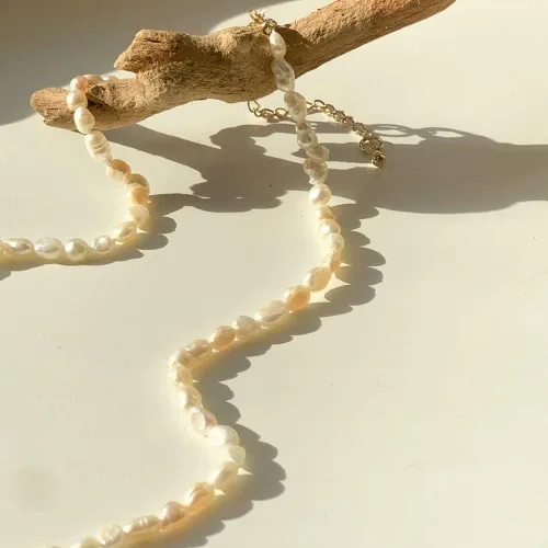 Miniatura 2 de VIEWLAP Collar de perlas de concha simple barroca irregular gargantilla para mujeres y niñas Perla de imitación No es una piedra preciosa