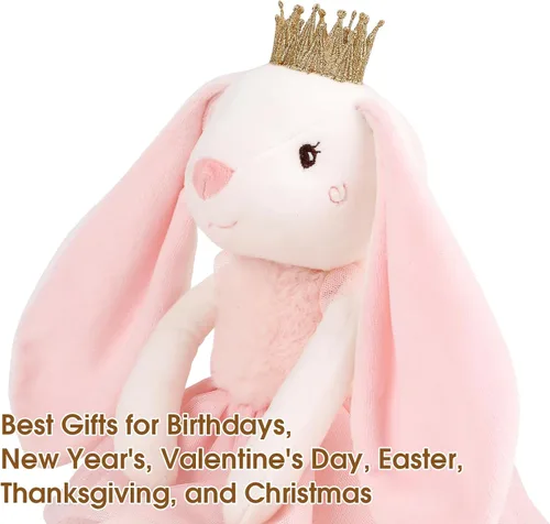 Miniatura 4 de Peluche de conejo de 15.7 pulgadas para niñas, animal de peluche suave de conejo de Pascua, juguete de conejo de peluche de princesa, juguete