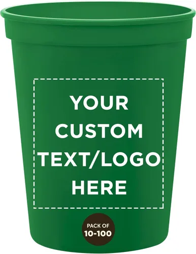 Miniatura 10 de DISCOUNT PROMOS Vasos de plástico personalizados para estadios, 16 onzas, juego de 100, paquete personalizado a granel, perfecto para cumpleaños