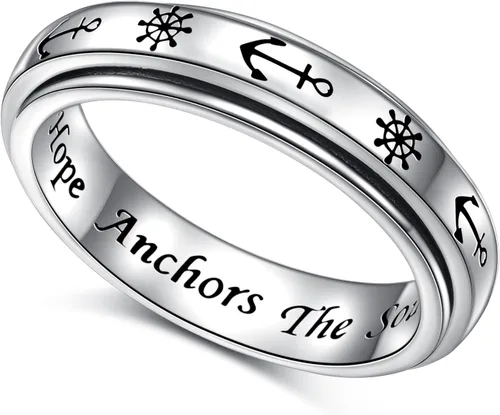 Miniatura 11 de Ladytree Anillos giratorios de plata de ley 925 para aliviar la ansiedad, el estrés y el aburrimiento, para TDAH y autismo, chapado en platino, Loto