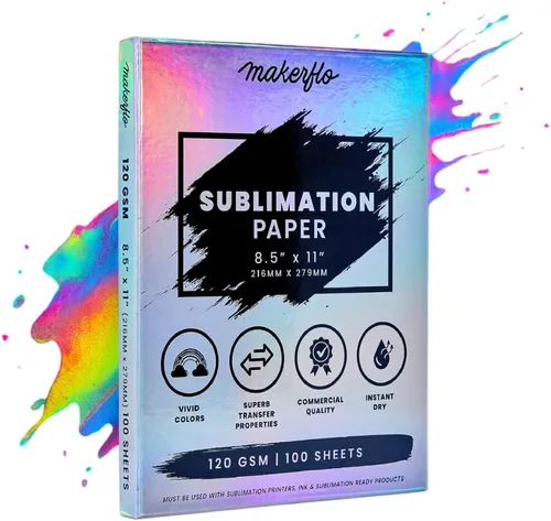 Miniatura 11 de Makerflo Papel de sublimación, 100 hojas de 8.5 x 11 pulgadas, sublimación de transferencia de calor para vasos, camisetas, fundas de teléfono