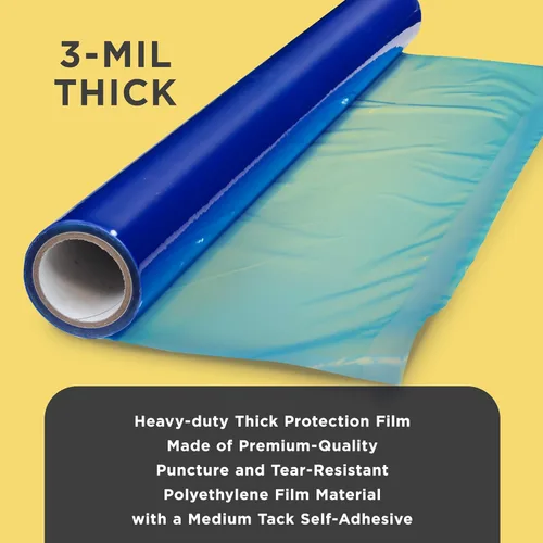 Miniatura 3 de Dura-Gold Película protectora de suelo, rollo de 24 pulgadas x 50 pies, protector de piso de plástico transparente, protección de piso de plástico
