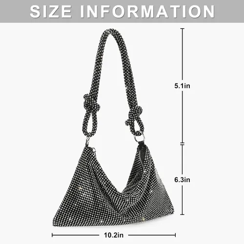 Miniatura 6 de Rhinestone Purses for Women Chic Sparkly Evening Handbag Bling Hobo Bag Shiny Silver Clutch Purse for Party