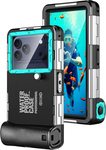 Miniatura 8 de Hllhunkhe Funda universal subacuática para esnórquel, buceo profesional, impermeable, para iPhone 7-17 Pro/Pro Max/Plus/Mini, Galaxy S10-S25