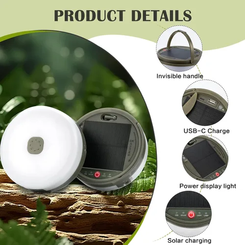 Miniatura 4 de Cadena de luces solares para campamento, 4 en 1, cadena de luces para acampar al aire libre (39.4 pies) con 8 modos de iluminación, funciona