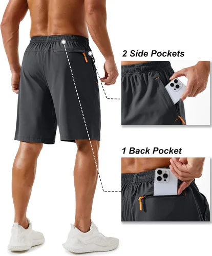 Miniatura 115 de TACVASEN Pantalones cortos deportivos para correr para hombre, 9 pulgadas, de secado rápido, pantalones cortos ligeros de verano, 3 bolsillos