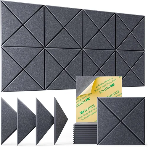 Miniatura 29 de Paquete de 22 paneles acústicos autoadhesivos, 12"X 12"X 0.4" paneles de espuma insonorizante, paneles de pared insonorizados de alta densidad