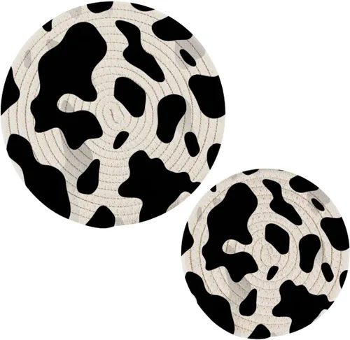 Kigai Juego de 2 salvamanteles con textura de vaca para cocina, salvamanteles de tejido de hilo de algodón puro para platos calientes, cuencos y