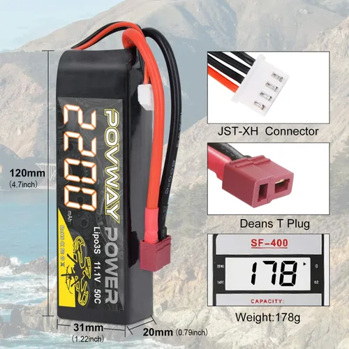 Miniatura 2 de 3S 11.1 V 2200mAh LiPo Batería 50C RC Batería con T Plug Compatible RC Avión, Helicóptero RC, Dron, etc. (2 unidades)