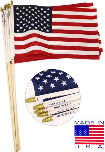 Miniatura 2 de GIFTEXPRESS 24 banderas de 12 x 18 pulgadas fabricadas en Estados Unidos impresas con punta de lanza, 4 de julio y Día de los Caídos de Estados