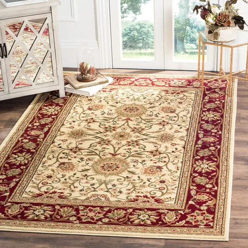 SAFAVIEH - Coleccion Lyndhurst, alfombra decorativa, 3'3" x 5'3", color marfil y rojo, diseño oriental tradicional, no desprende pelusa y fácil