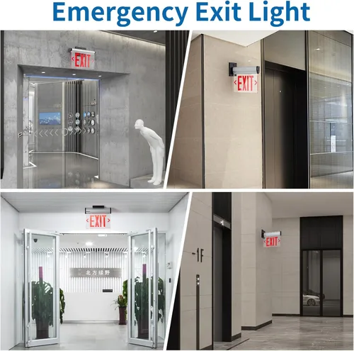 Miniatura 6 de CM MZY Letrero de salida con borde iluminado, letreros de salida rojos de doble cara para negocios, carcasa de aluminio con panel de espejo acrílico