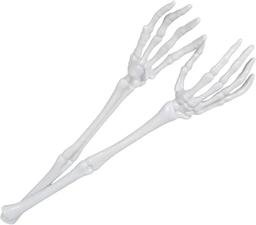 Miniatura 2 de CLRA - Pinzas de mano de esqueleto, 2 unidades, color blanco y negro, pinzas para ensalada y Halloween en casa, fiesta, cocina, con regalo Aolani