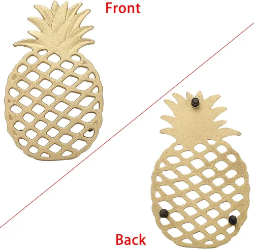Miniatura 6 de Sumnacon Paquete de 2 salvamanteles rectangulares de hierro fundido, salvamanteles de hierro rústico para encimera de cocina, mesa de comedor Dorado