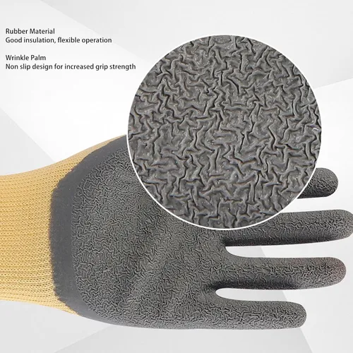 Miniatura 4 de Hilitand Guantes de trabajo de aislamiento ignífugos, guantes de electricista de goma de 400 V con textura antideslizante en tela de nailon