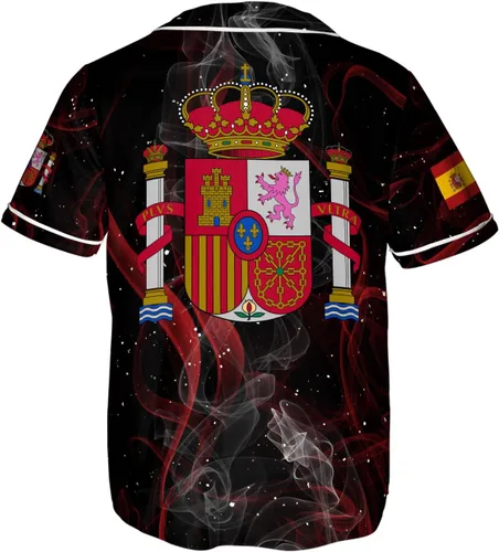 Miniatura 3 de Podagree - Camiseta de béisbol personalizada de España, bandera española, escudo de armas de España, regalo peruano para hombres y mujeres