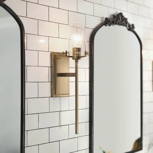 Miniatura 2 de Kichler, Aplique de pared Alton de 22.25 pulgadas con 1 luz, vidrio esmerilado transparente en bronce champán para pasillo, entrada, baño y tocador