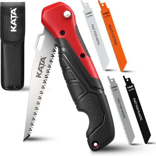 Miniatura 10 de KATA Sierra de mano plegable para manualidades – Cortador de paneles de yeso compacto 2 en 1, herramienta práctica con hoja de corte múltiple