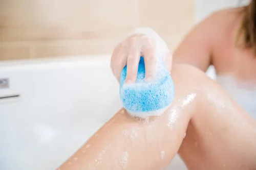 Miniatura 9 de Esponja corporal para baño y ducha para mujer, hombre, niños, paquete de 4 unidades, MR. Esponja energizante de doble cara de baño relajante masaje