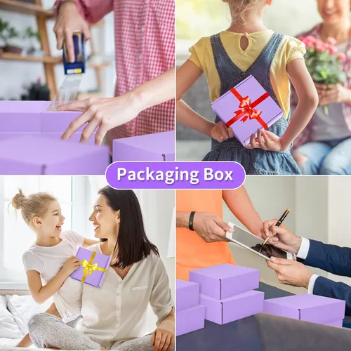 Miniatura 6 de Paquete de 25 Cajas de Envío Pequeñas Moradas de Cartón Corrugado 9x6x3 pulgadas, Caja Corrugada para Embalaje de Pequeños Negocios, Empaque