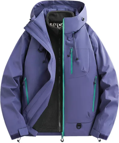 Miniatura 9 de Abrigos de otoño e invierno 3 en 1 con capucha, chaqueta de esquí de nieve 2026, impermeable, resistente al viento, forro polar, para mujeres y Negro