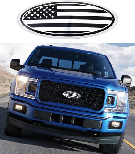 Miniatura 8 de CONGCONG Emblema para Ford Bronco, superposición de 5 pulgadas para portón trasero emblema ovalado de bandera americana negra para Ford Bronco Negro
