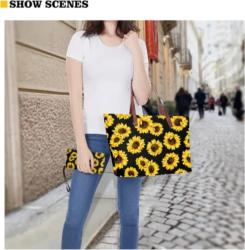 Miniatura 6 de Suhoaziia Juego de bolsos para mujer, diseño de perro salchicha, con asa superior, para mujer, con cartera de piel sintética
