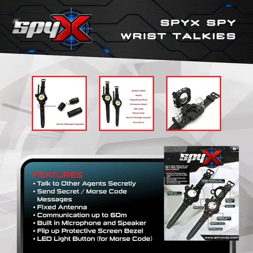 Miniatura 3 de SpyX / Spy Wrist Talkies. 8-1 Walkie Talkies multifuncional Toy Spy Watch para niños. Reloj espía de radio bidireccional manos libres para agente