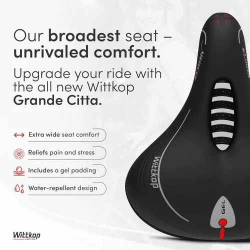 Miniatura 2 de Wittkop - Asiento de bicicleta de gran tamaño para bicicleta Peloton y bicicleta +, asiento de bicicleta cómodo, compatible con bicicletas Peloton